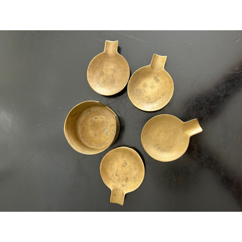 Set of 5 vintage brass ashtrays, 1970