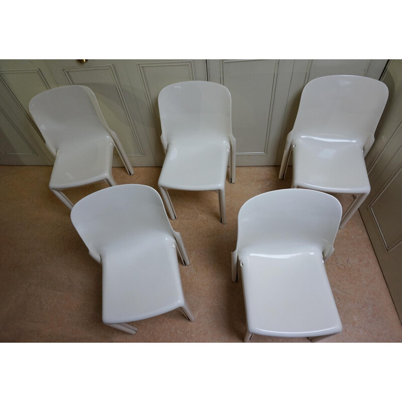 Set of 5 vintage Selene dining chairs by Vico Magistretti for Artemide, Italy 1967
