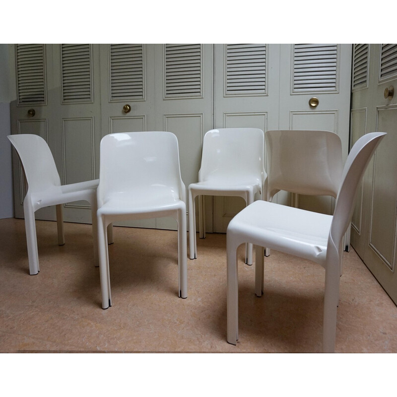 Lot de 5 chaises à repas vintage Selene par Vico Magistretti pour Artemide, Italie 1967