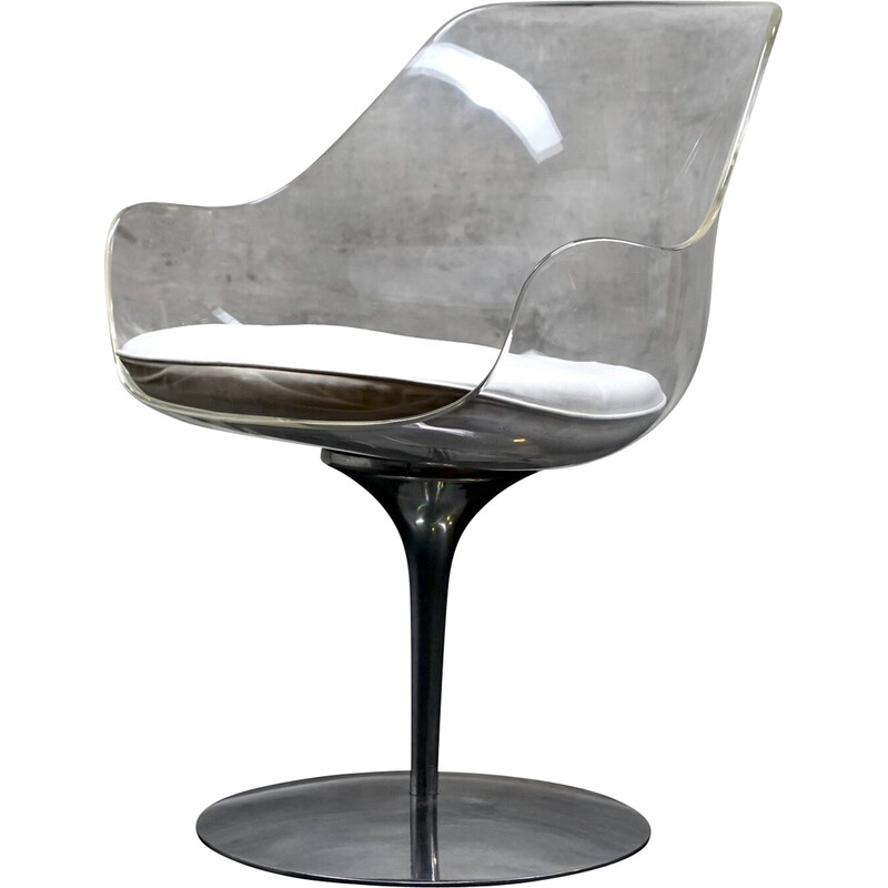 Cadeira de champanhe vintage em vidro acrílico e alumínio de Estelle e Erwin Laverne, 1970