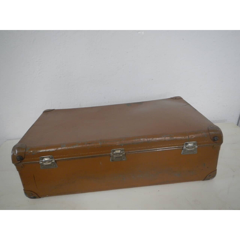 Vintage cardboard and imitation leather suitcase, 1970