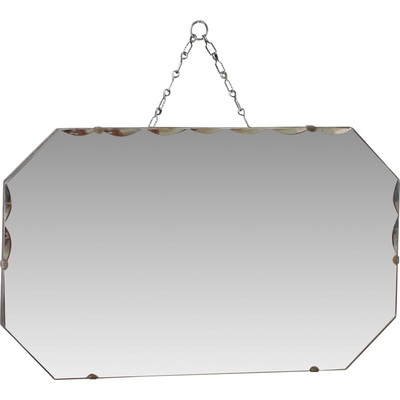 Vintage rectangular bevelled pattern mirror, 1950