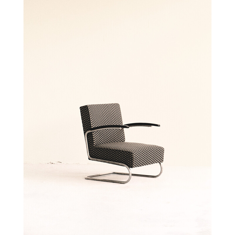 Vintage S411 armchair in chrome steel by Mücke Melder, 1940