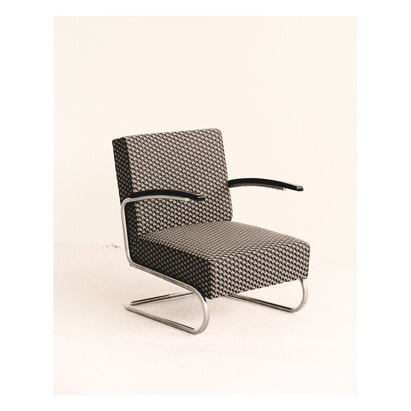 Vintage S411 armchair in chrome steel by Mücke Melder, 1940