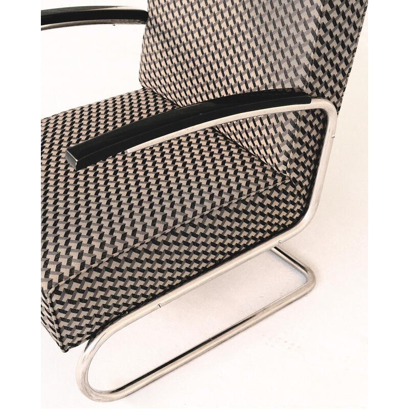 Vintage S411 armchair in chrome steel by Mücke Melder, 1940