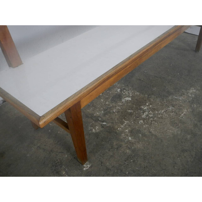 Vintage cherrywood and formica bench, 1950