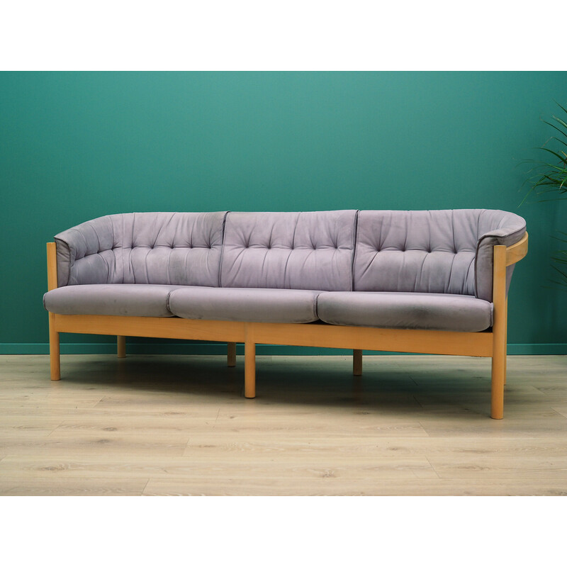 Vintage 3-seater sofa in ash and lilac velvet, Denmark 1970