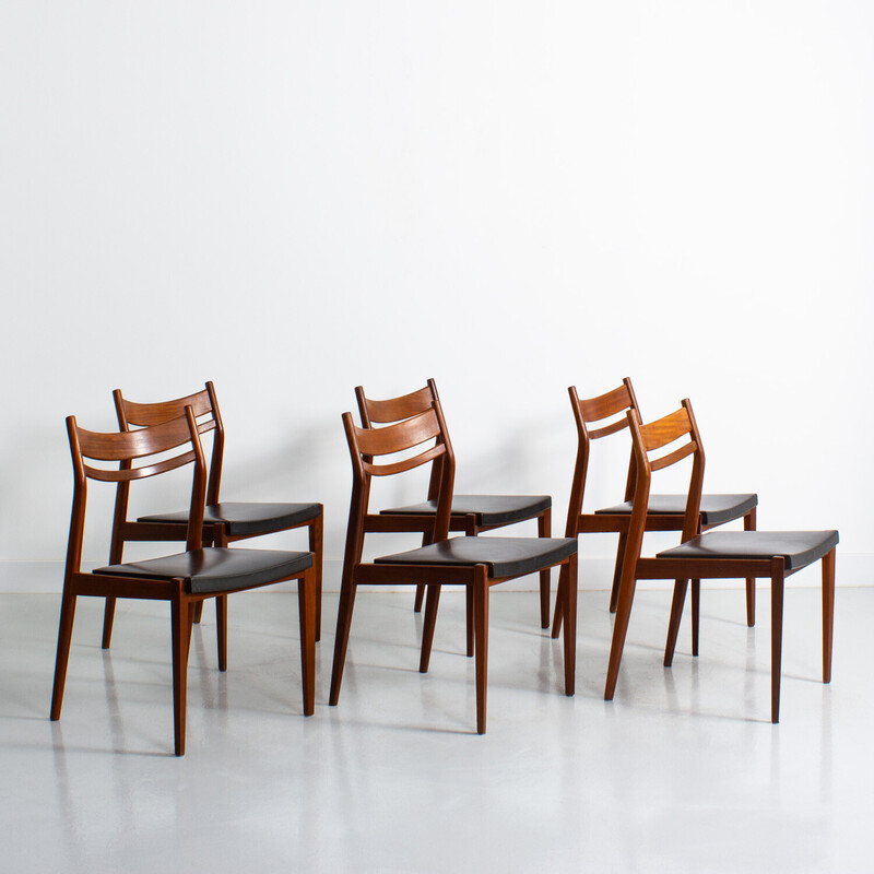 Set of 6 vintage teak chairs, 1960