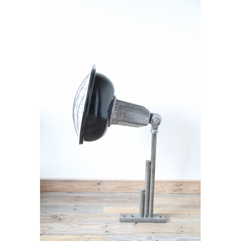 Industrial black wall lamp in metal and aluminium - 1950s