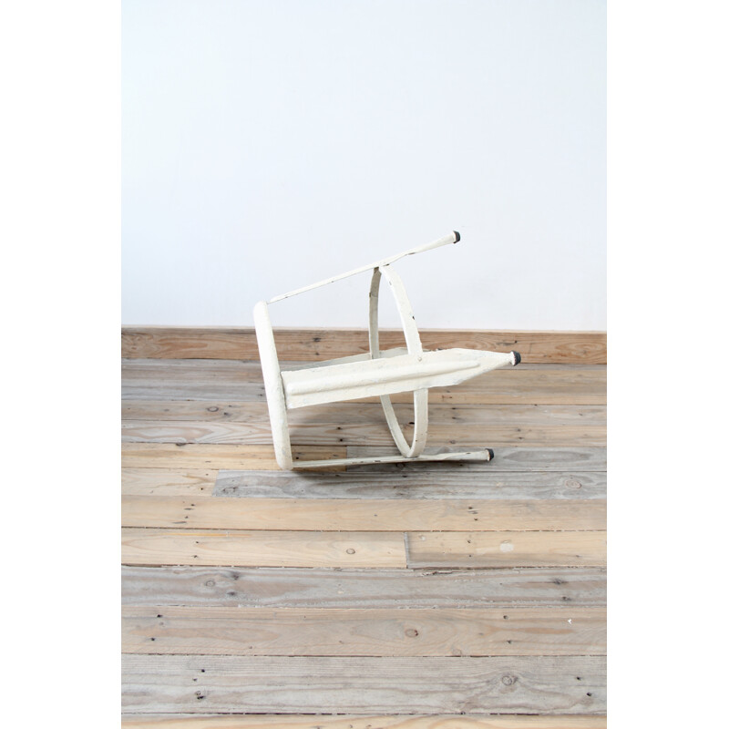 Mid-century white industrial stool, Edition Nicolle - 1930s