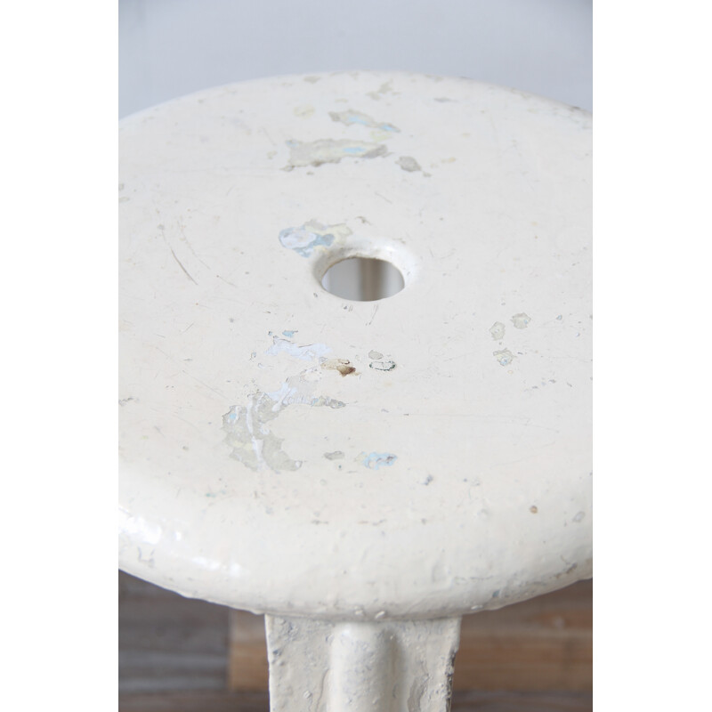 Mid-century white industrial stool, Edition Nicolle - 1930s