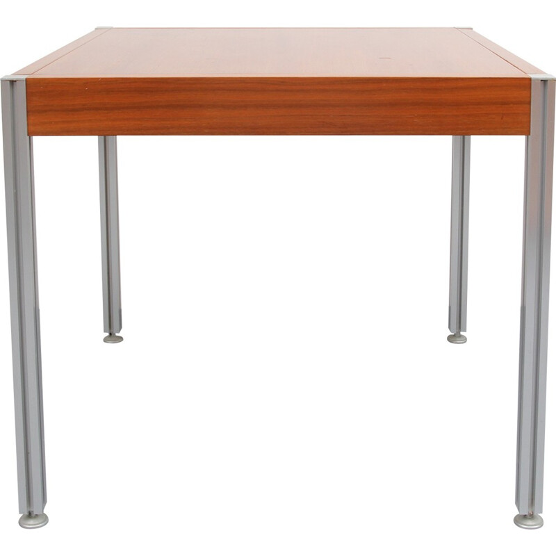 Vintage aluminium en teakhouten salontafel, 1970