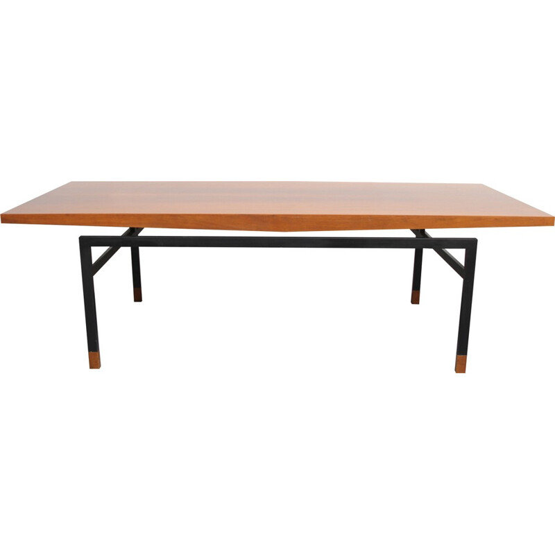 German coffee table in walnut and metal - 1960s