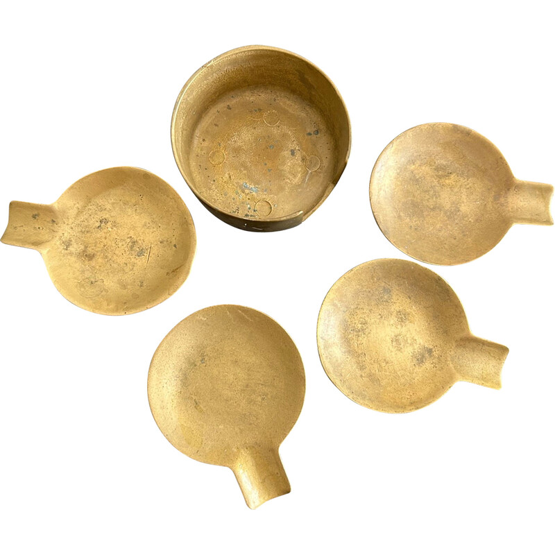 Set of 5 vintage brass ashtrays, 1970