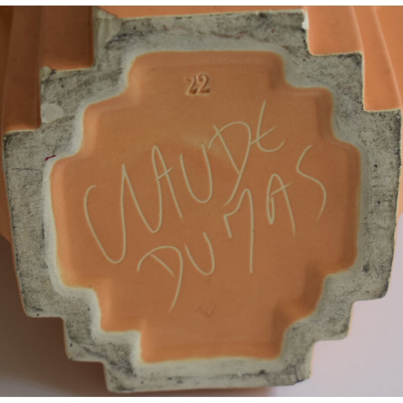 Vintage keramieken vaas van Claude Dumas, Frankrijk 1980