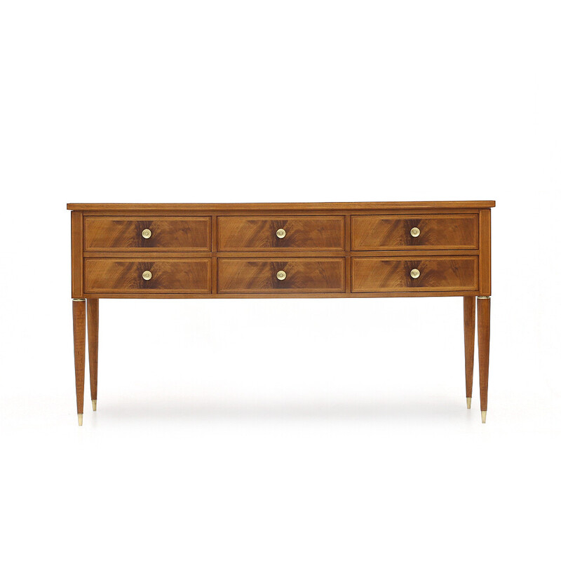 Vintage walnut veneer sideboard with drawers by Paolo Buffa for Marelli and Colico, Italy 1950