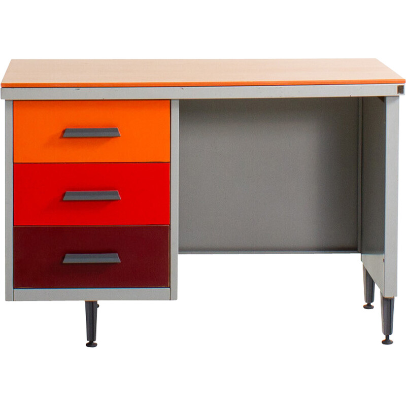 Bureau vintage en métal avec 3 tiroirs