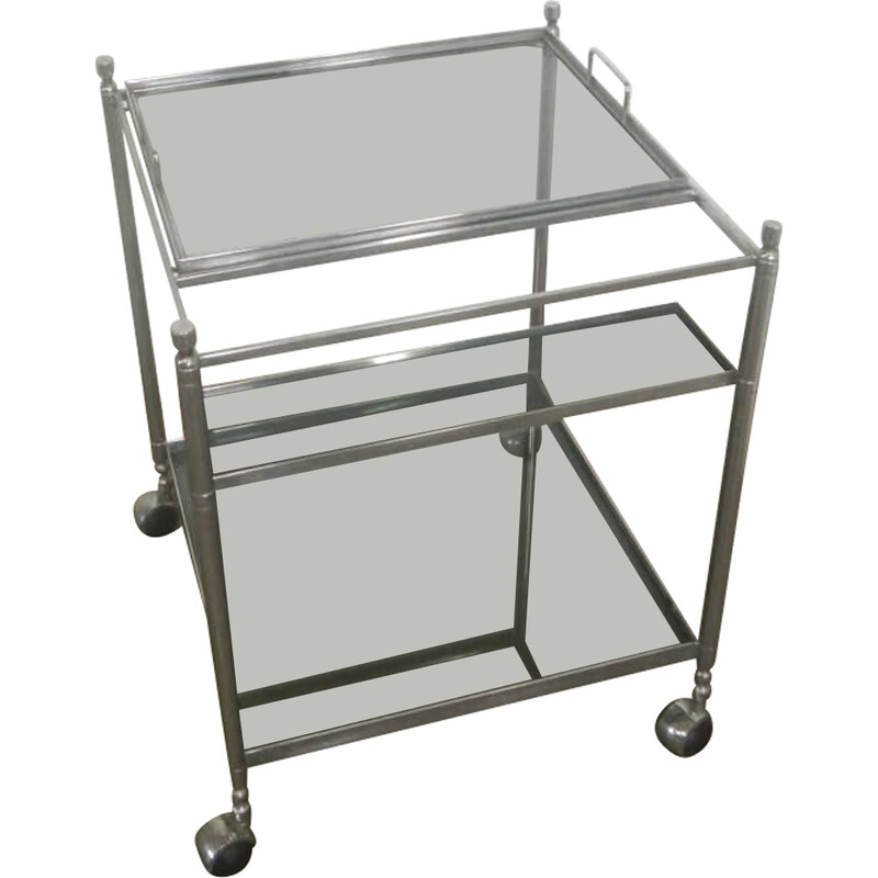 Vintage Carrello trolley in metal and glass, 1960