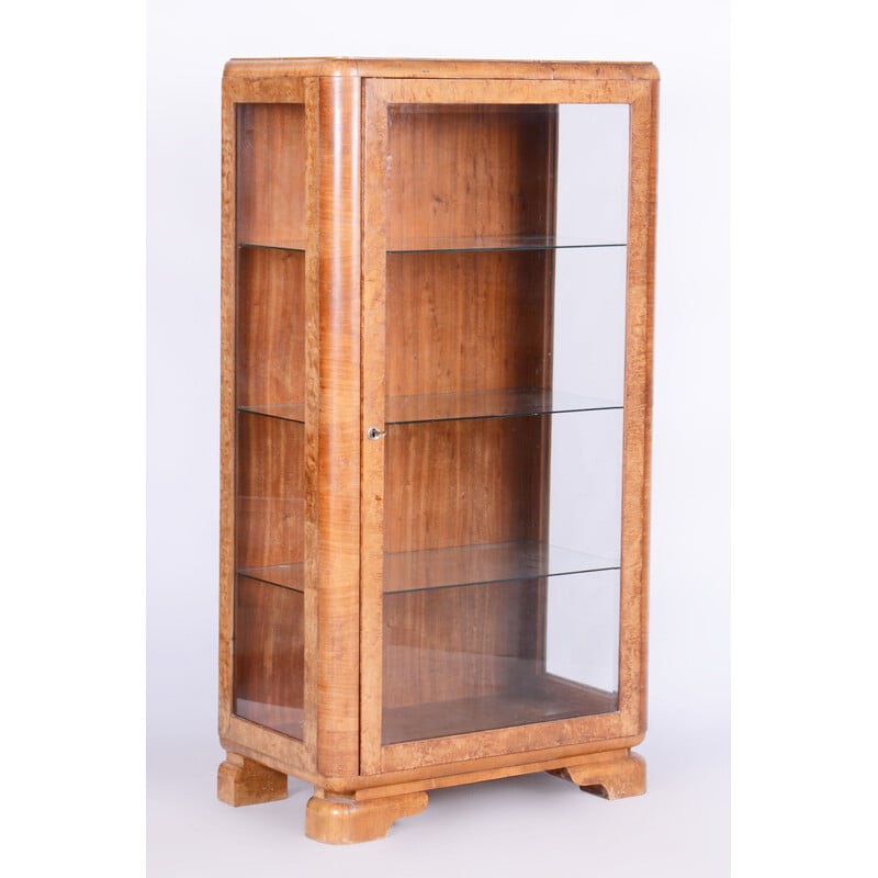 Vintage Art Deco display cabinet in walnut and glass by Jindrich Halabala for Up Zavody, Czechoslovakia 1930