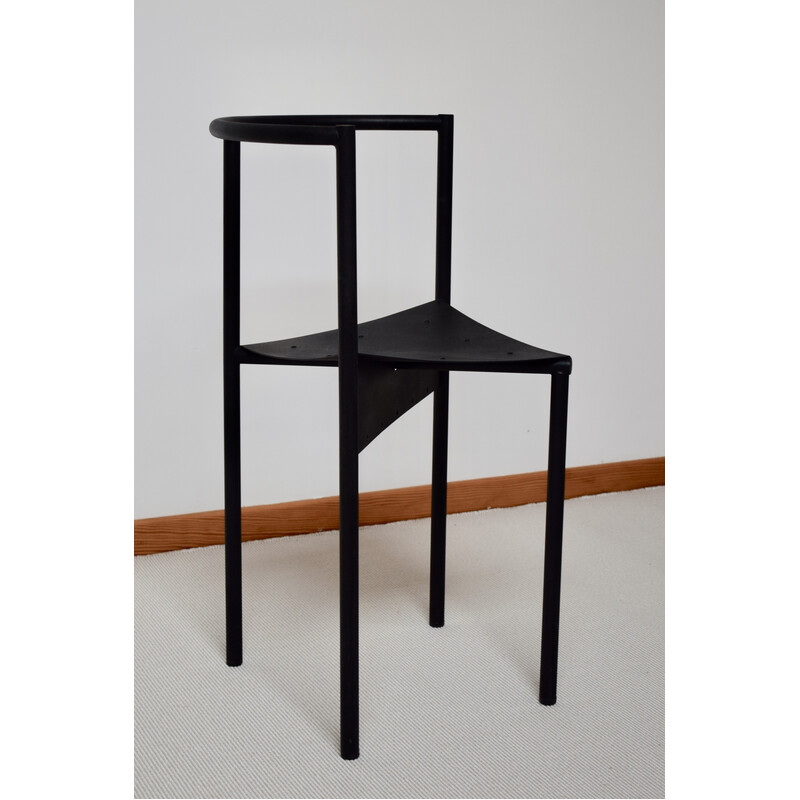 Pair of vintage Wendy Wright chairs in matte black lacquered metal by Philippe Starck for Disform, 1986