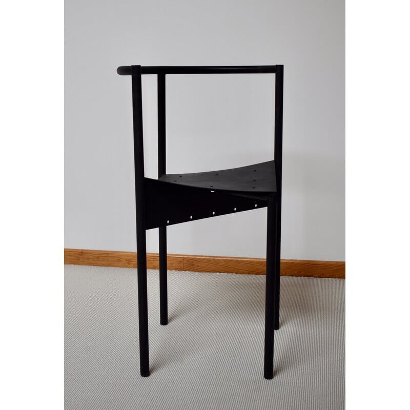 Pair of vintage Wendy Wright chairs in matte black lacquered metal by Philippe Starck for Disform, 1986