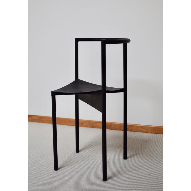 Paire de chaises vintage Wendy Wright en métal laqué noir mat de Philippe Starck pour Disform, 1986