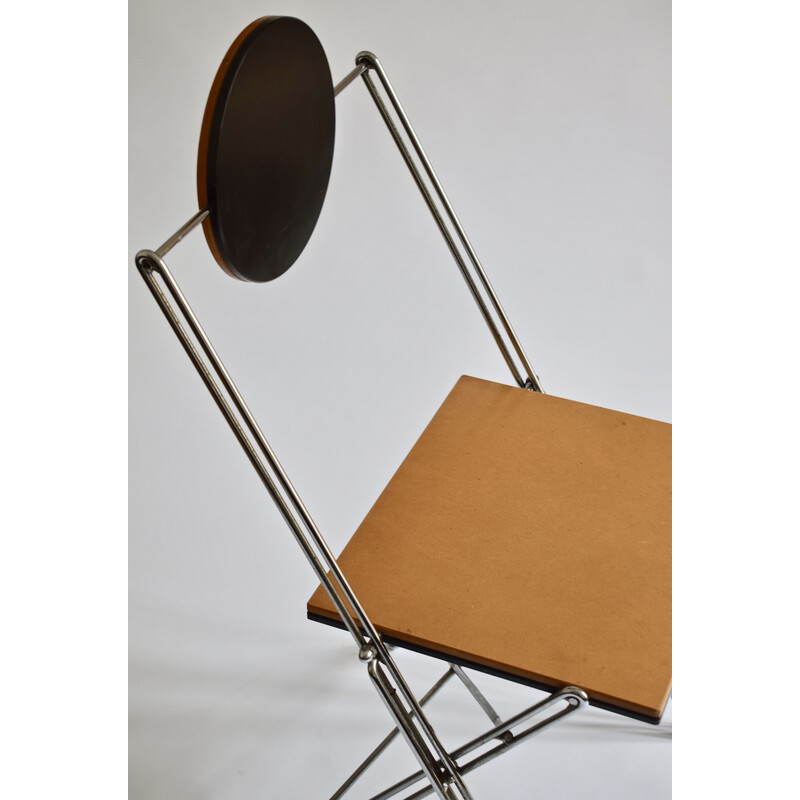 Cadeira R.J.C. vintage em fio de aço de René-Jean Caillette para a Via Diffusion, França 1986