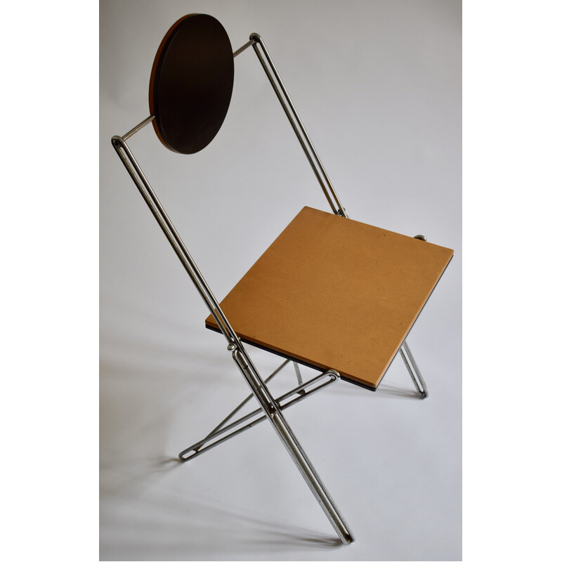 Cadeira R.J.C. vintage em fio de aço de René-Jean Caillette para a Via Diffusion, França 1986