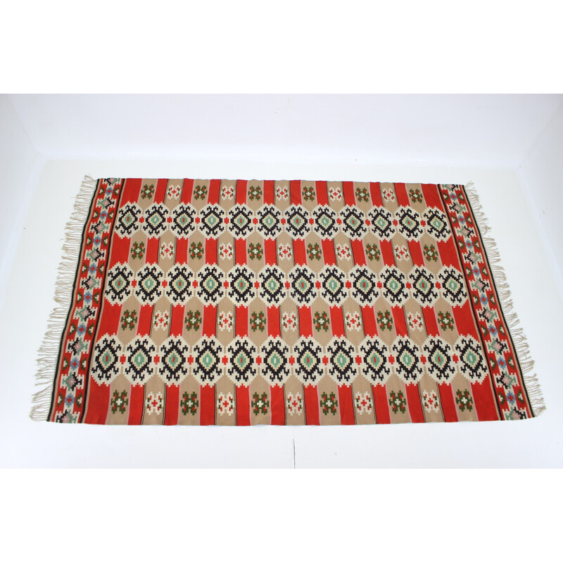 Vintage wool rug, Czechoslovakia 1940