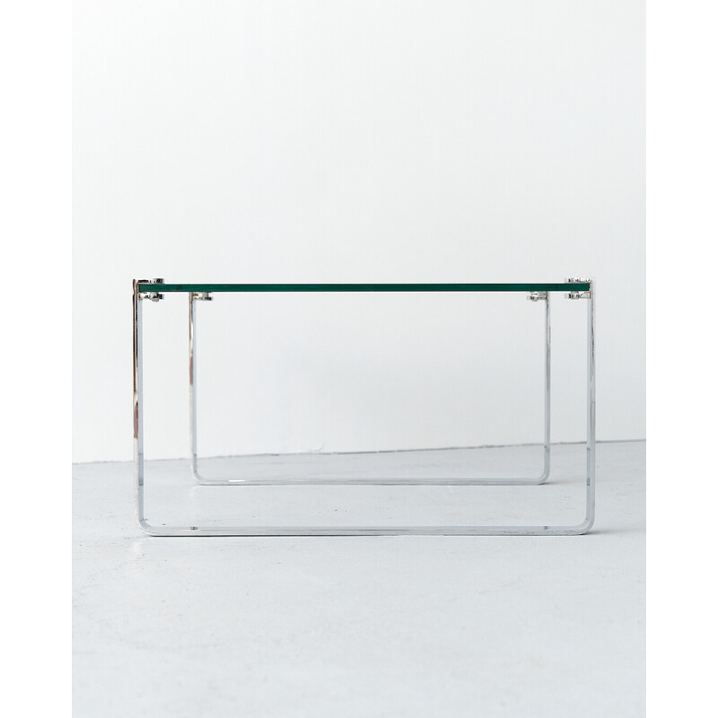 Vintage coffee table in chrome steel and glass by Peter Draenert for Draenert, Germany 1960