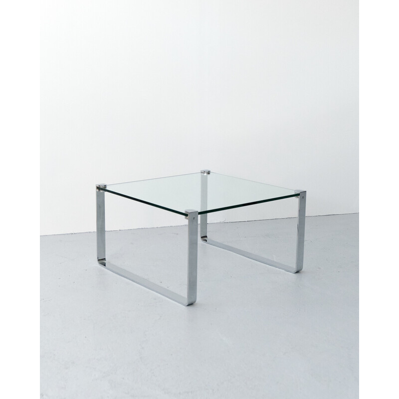 Vintage coffee table in chrome steel and glass by Peter Draenert for Draenert, Germany 1960