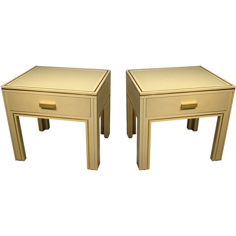 Pair of nightstands in white lacquered metal by Pierre Vandel - 1970s