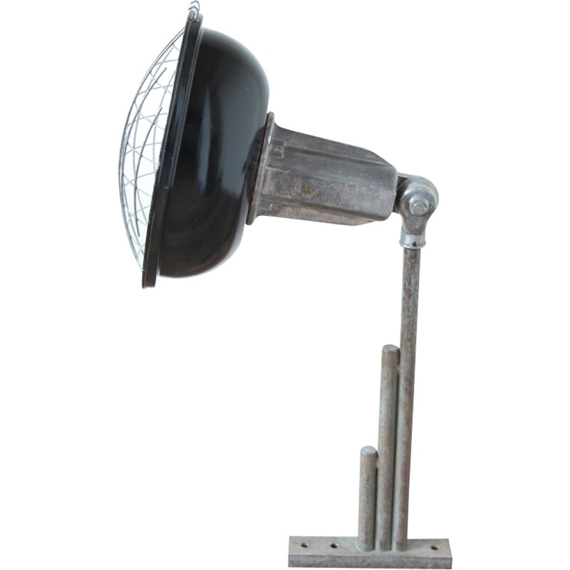 Industrial black wall lamp in metal and aluminium - 1950s