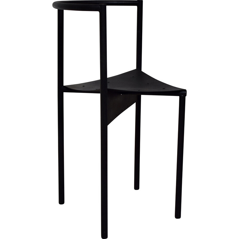 Pair of vintage Wendy Wright chairs in matte black lacquered metal by Philippe Starck for Disform, 1986