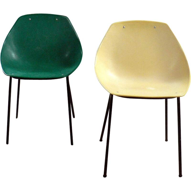 Paire de chaises Coquillage de Pierre Guariche - 1960