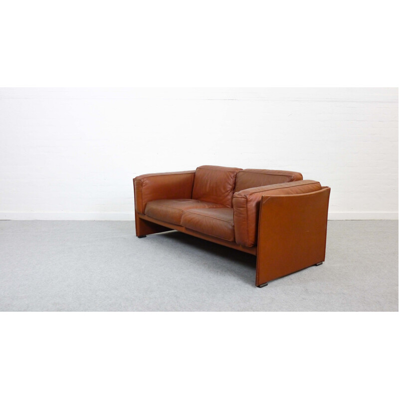Mid-century 2-seater Sofa in leather by Mario Bellini for Cassina - 1970s 