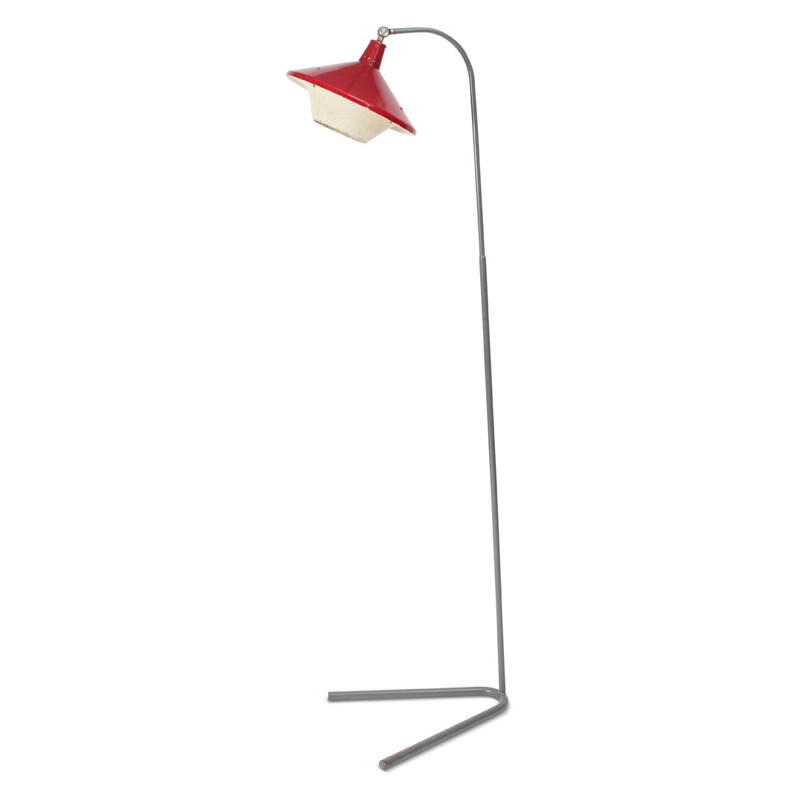 Lampadaire rouge en métal - années 50