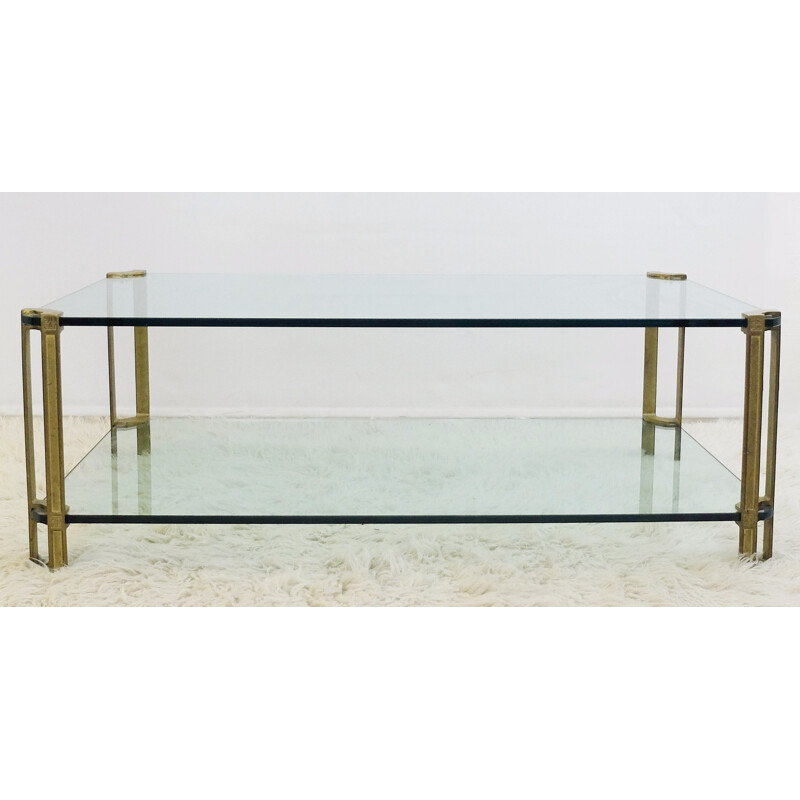 Table basse de Peter Ghyczy en bronze et verre - 1970