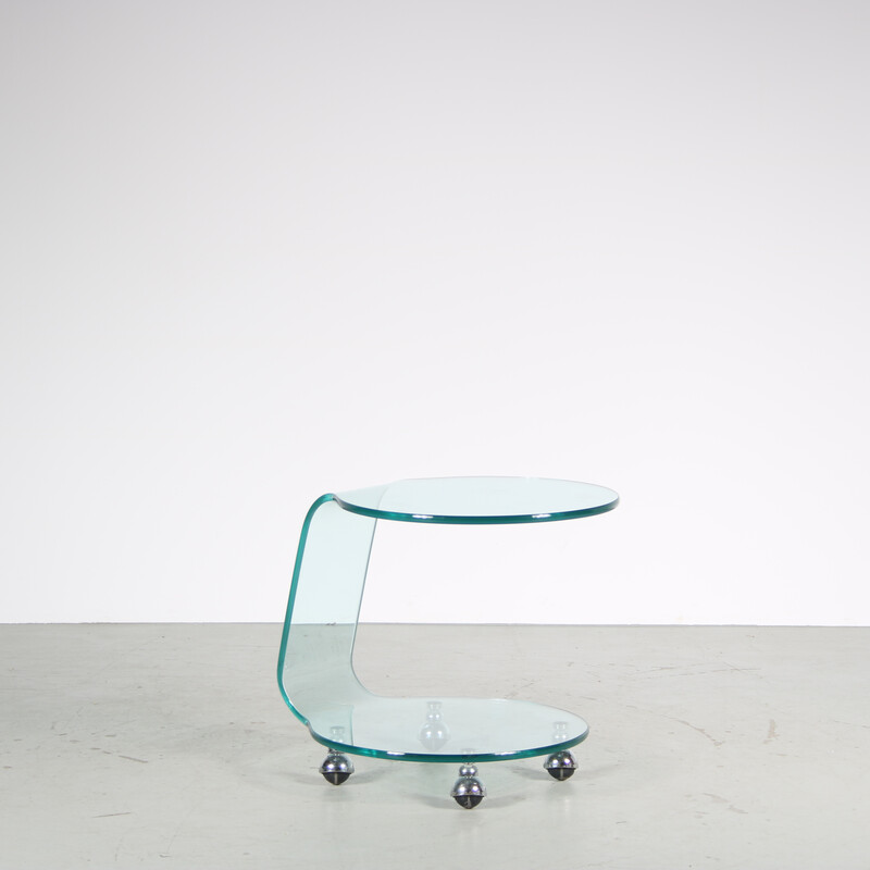 Vintage curved glass trolley, Italy 1980