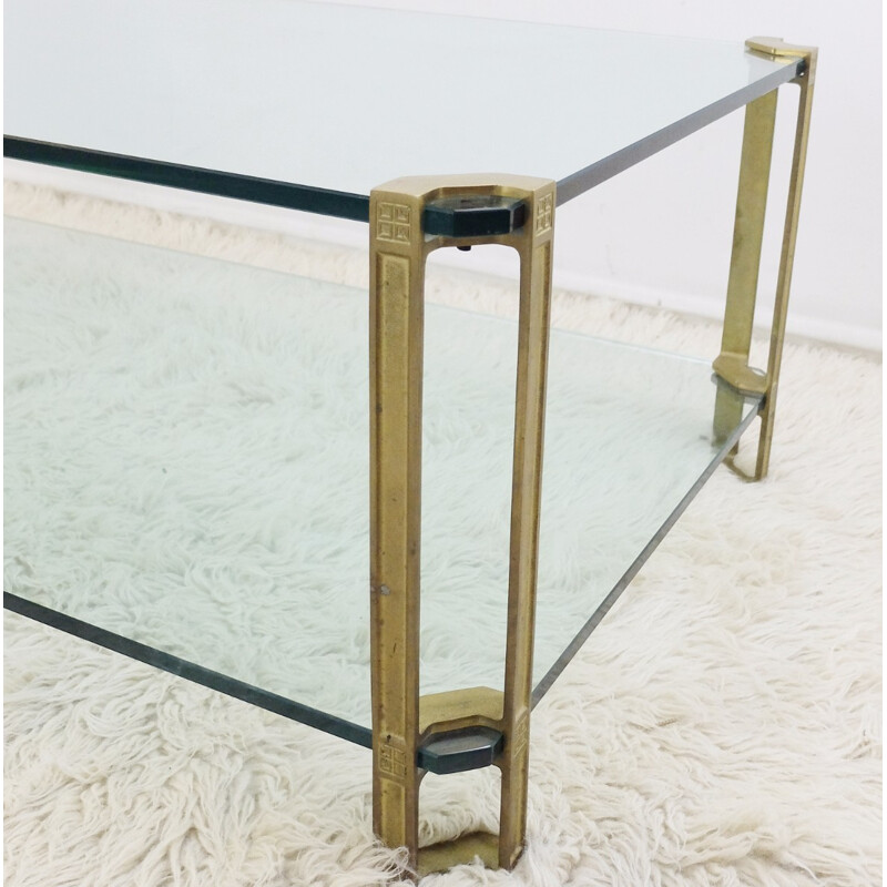 Coffee table in brass and glass by Peter Ghyczy - 1970s