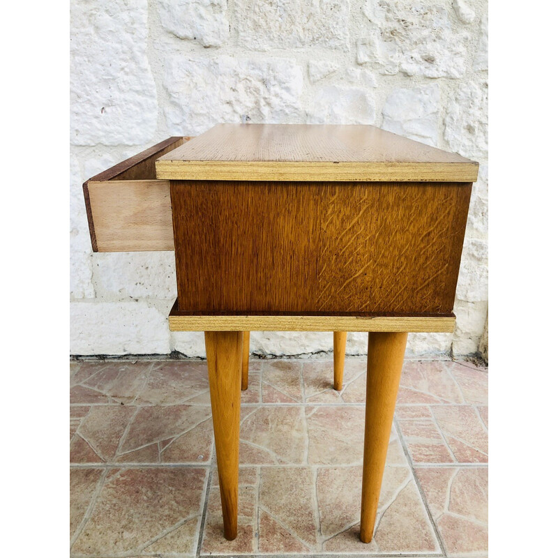 Vintage bedside table in wood and oak veneer, 1970