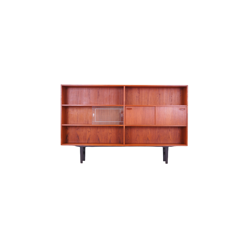 Vintage teak veneer and wood bookcase for Clausen et Fils, Denmark 1970