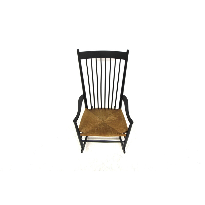 Vintage J16 beech rocking chair by Hans Wegner for Möbler F. D. B., Denmark 1960