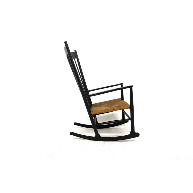 Vintage J16 beech rocking chair by Hans Wegner for Möbler F. D. B., Denmark 1960