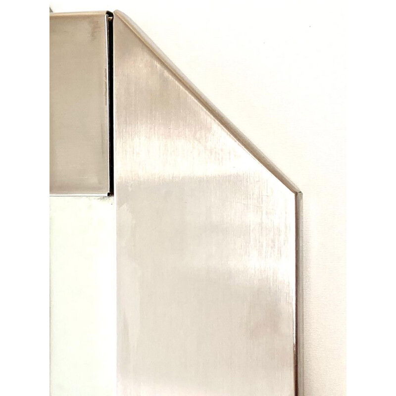 Vintage Space Age wall mirror in steel and glass by Gaetano Sciolari for Valenti, Italy 1970