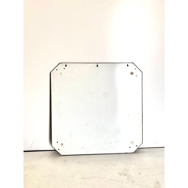 Vintage Space Age wall mirror in steel and glass by Gaetano Sciolari for Valenti, Italy 1970