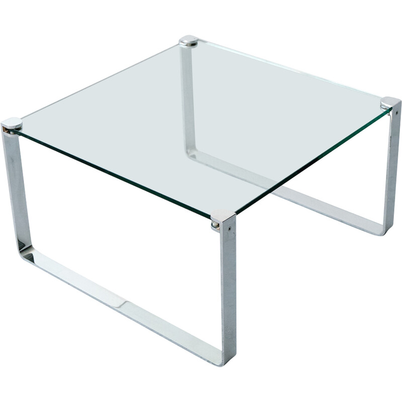 Vintage coffee table in chrome steel and glass by Peter Draenert for Draenert, Germany 1960