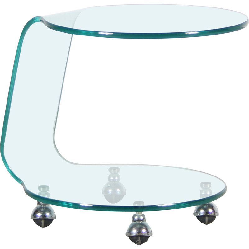 Vintage curved glass trolley, Italy 1980