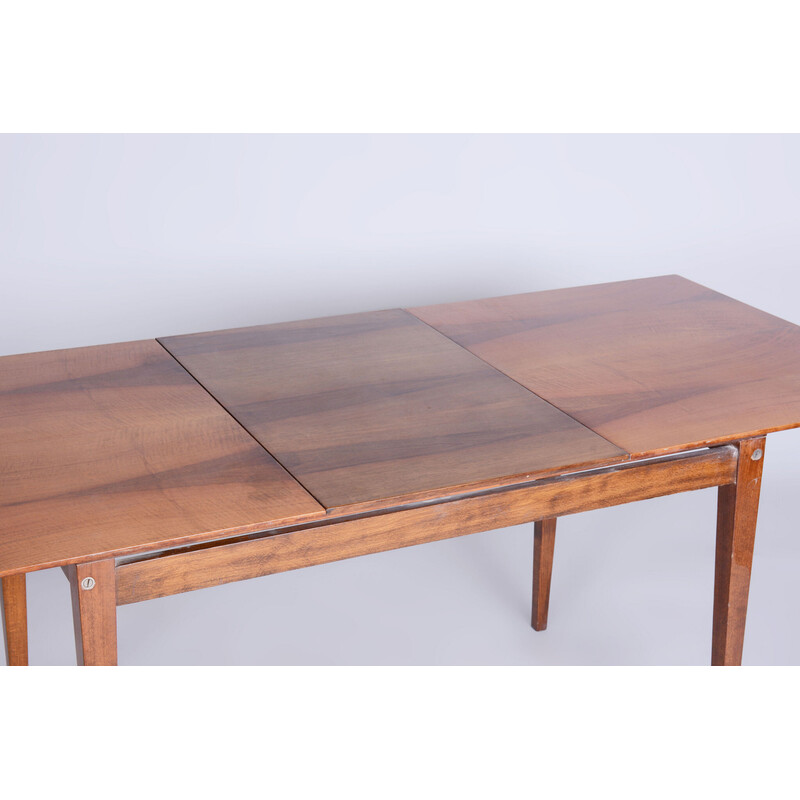 Vintage folding walnut dining table for Mier Topolcany, Czechoslovakia 1950