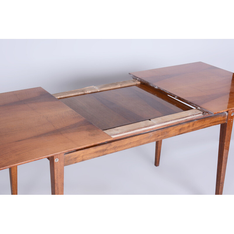 Vintage folding walnut dining table for Mier Topolcany, Czechoslovakia 1950